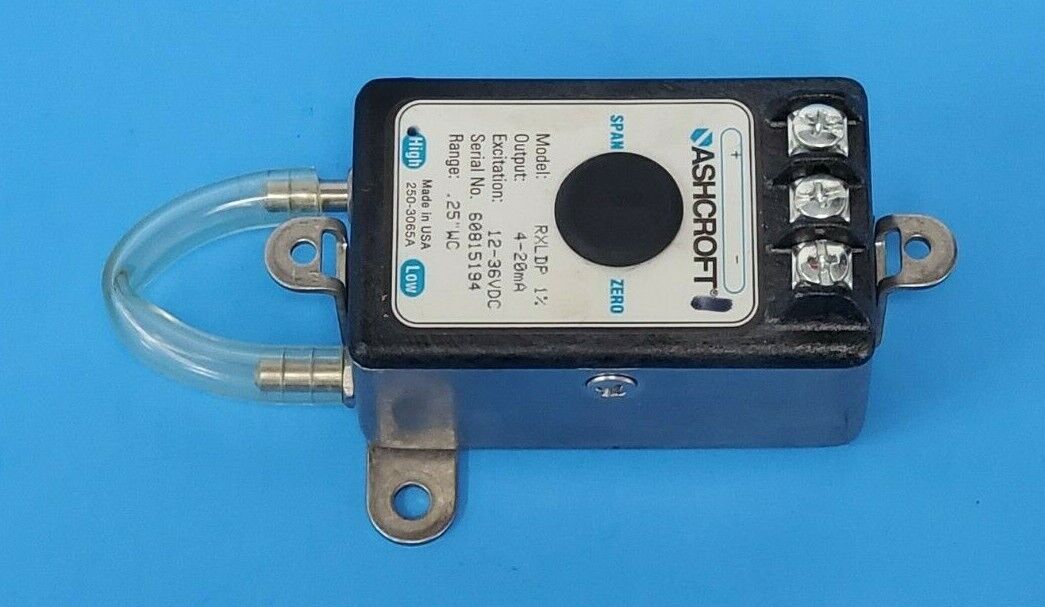 ASHCROFT RXLDP 1% PRESSURE TRANSMITTER 4-20mA, 12-36VDC, 0.25" WC RANGE