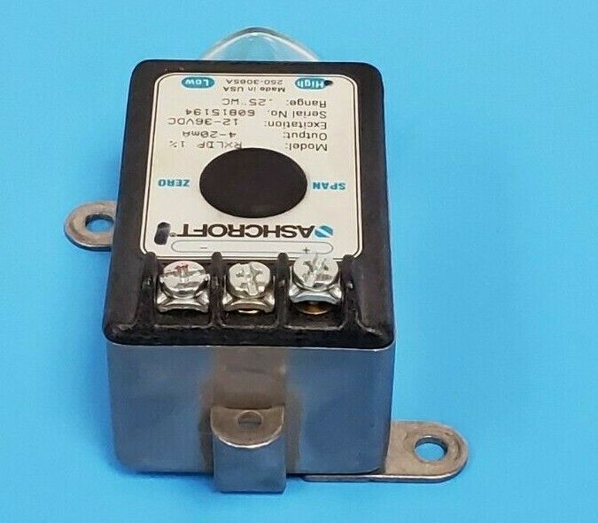 ASHCROFT RXLDP 1% PRESSURE TRANSMITTER 4-20mA, 12-36VDC, 0.25" WC RANGE