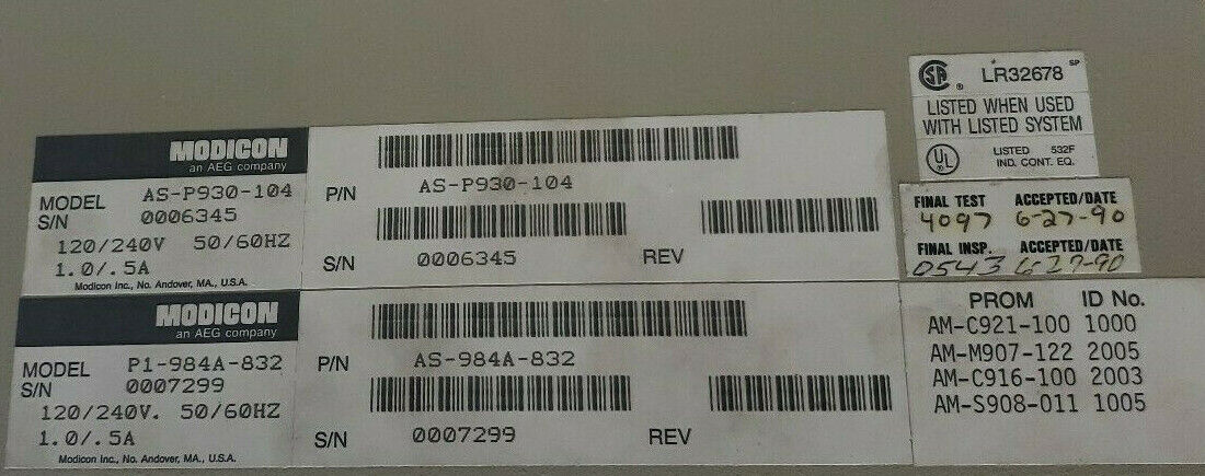NEW AEG MODICON P1-984A-832 PLC SLOT RACK AS-P930-104 AS-984A-832