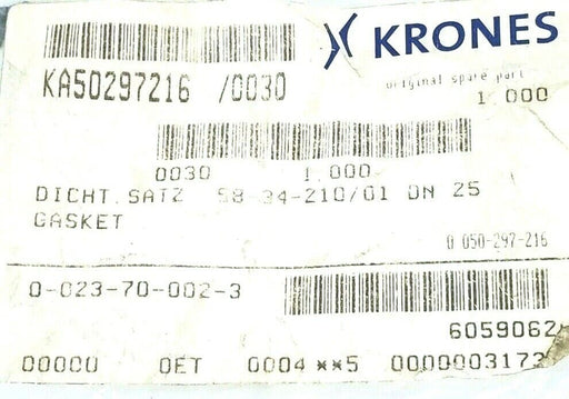 NEW KRONES 0-023-70-002-3 GASKET SET KA50297216 58-34-210/01 DN 25 0023700023