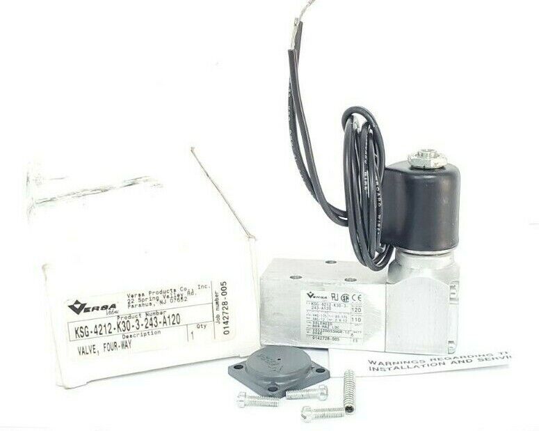 NEW VERSA VALVES KSG-4212-K30-3-243-A120 FOUR WAY VALVE 120V/60HZ, 0142728-005