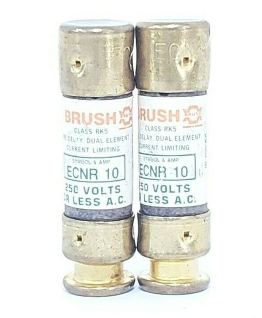 LOT OF 2 NEW BRUSH ECNR10 CLASS RK5 TIME DELAY FUSES 250V