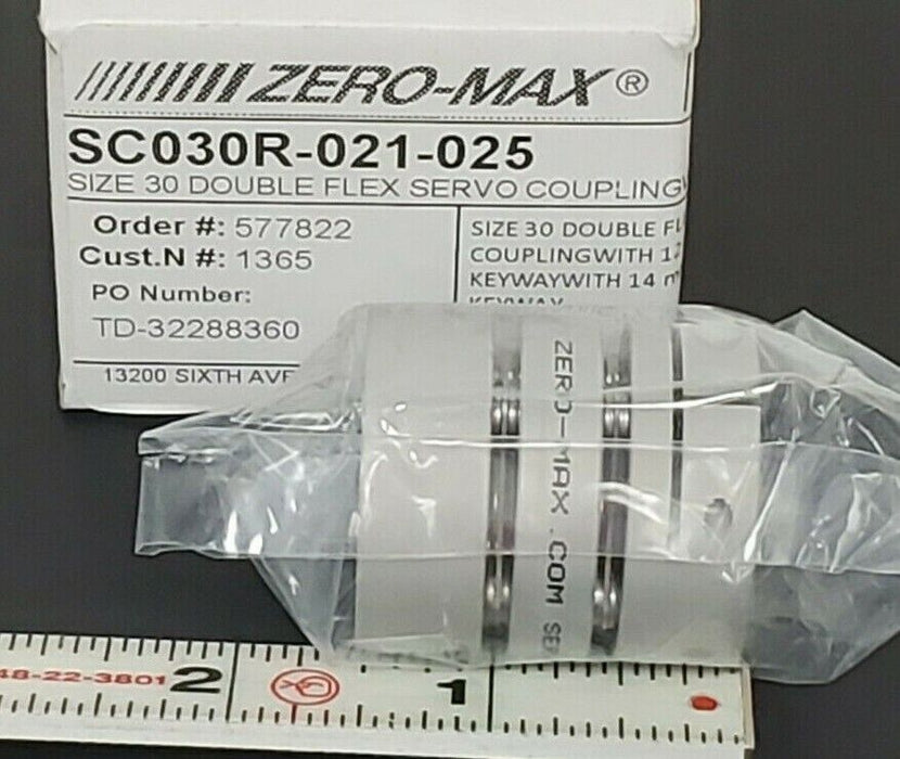 NIB ZERO-MAX SC030R-021-025 SERVOCLASS DOUBLE FLEX COUPLING SC030 SZ. 30 14mm