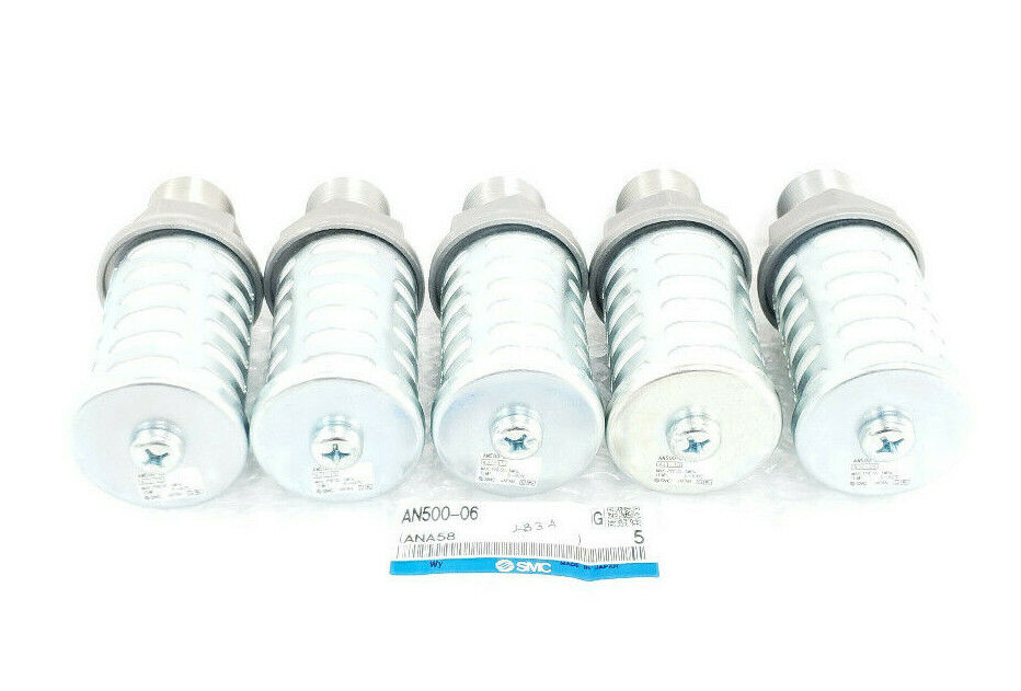 LOT OF 5 NEW SMC AN500-06 AN SILENCERS AN 3/4INCH STANDARD (PT)