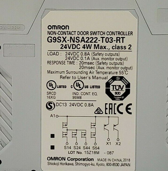 NIB OMRON G9SX-NSA222-T03-RT NON-CONTACT DOOR SWITCH CONTROLLER G9SXNSA222T03RT