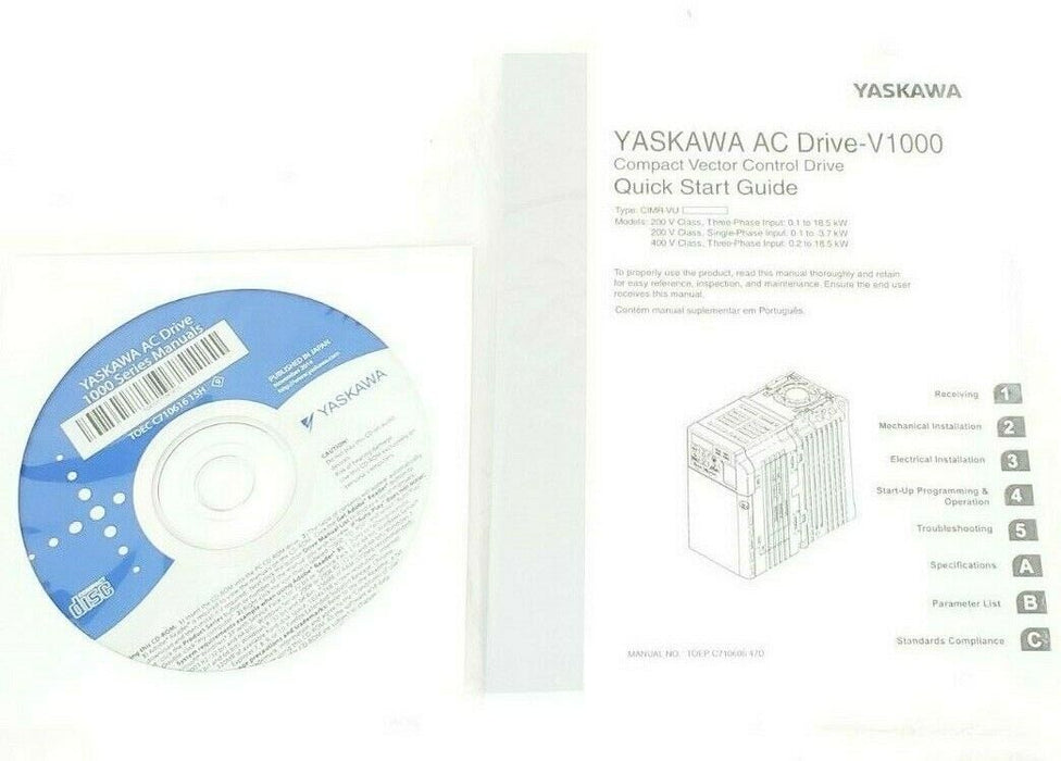 NIB YASKAWA CIMR-VU2A0001BAA AC DRIVE REV. C 200V 3PH 1.2A/0.8A CIMRVU2A0001BAA