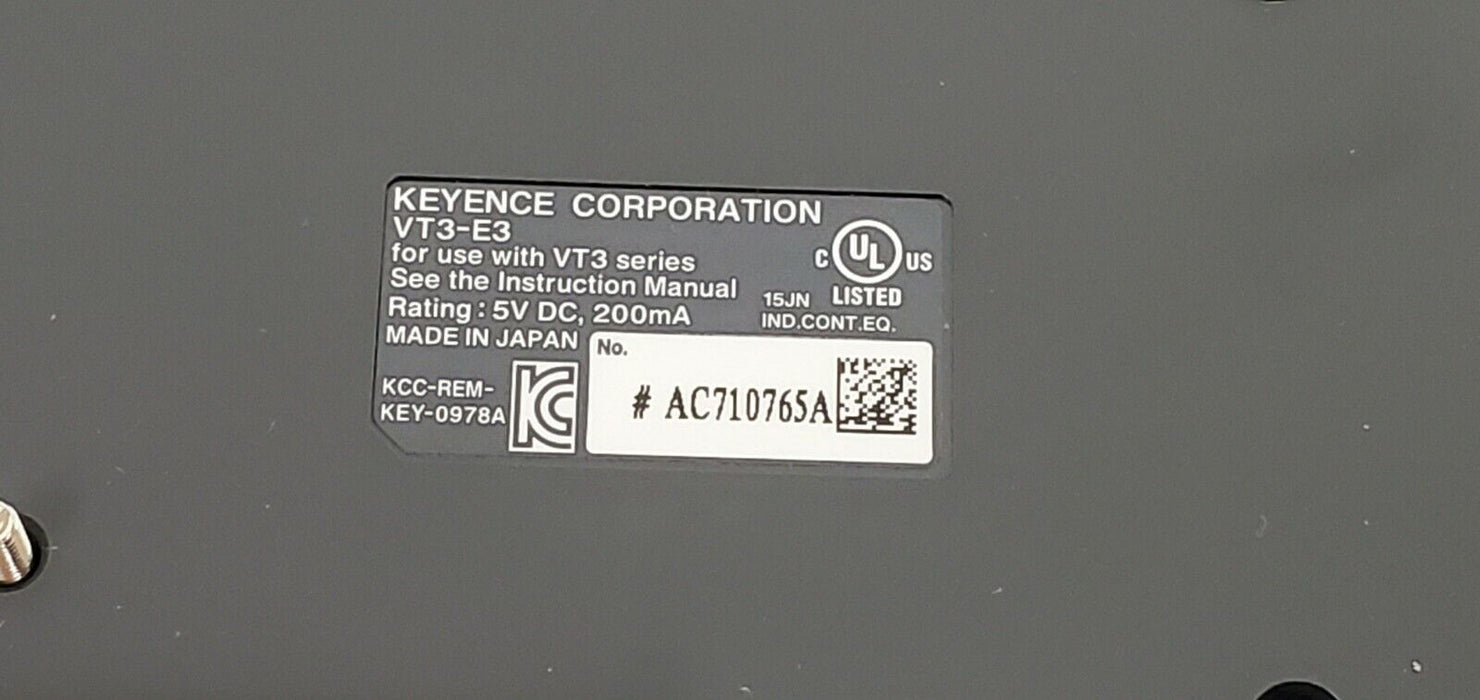 NIB KEYENCE VT3-E3 TOUCH PANEL DISPLAY ETHERNET EXTENSION UNIT 5VDC 200mA VT3E3