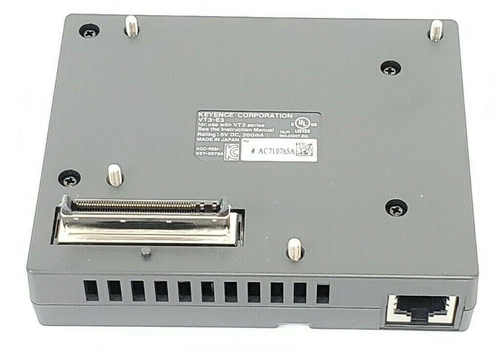 NIB KEYENCE VT3-E3 TOUCH PANEL DISPLAY ETHERNET EXTENSION UNIT 5VDC 200mA VT3E3