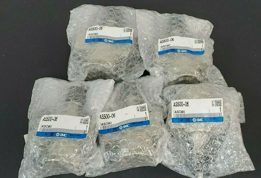 LOT OF 5 NEW SMC AS500-06 FLOW CONTROL VALVES 3/4" NPT ASC90 AS50006