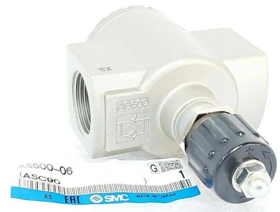 LOT OF 5 NEW SMC AS500-06 FLOW CONTROL VALVES 3/4" NPT ASC90 AS50006