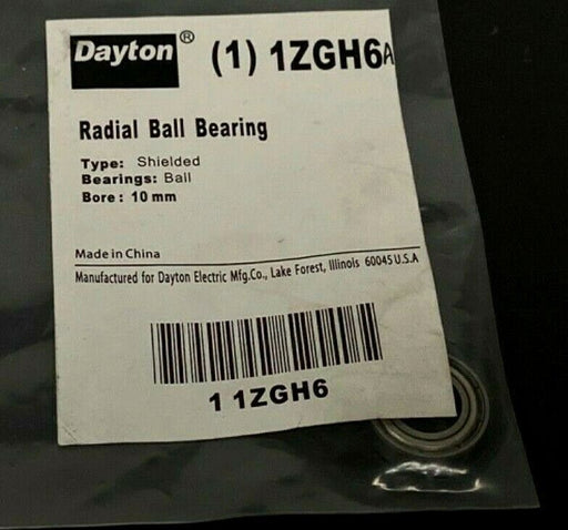 LOT OF 3 NEW DAYTON 1ZGH6A RADIAL BALL BEARINGS 10MM SHIELDED 1ZGH6