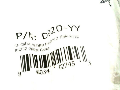 LOT OF 2 NEW SF-CABLE  D920-YY SERIAL CABLES 1FT. DB9 FEMALE TO 2 MALE RS232