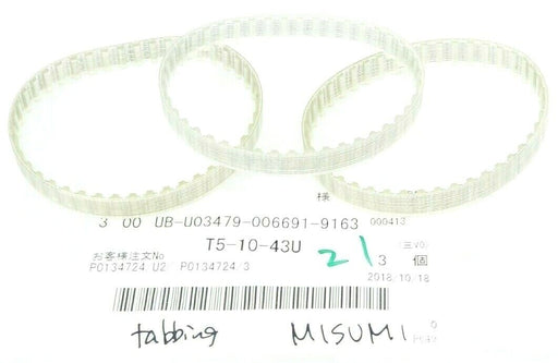 LOT OF 3 NEW MISUMI T5-10-43U TIMING BELTS T51043U