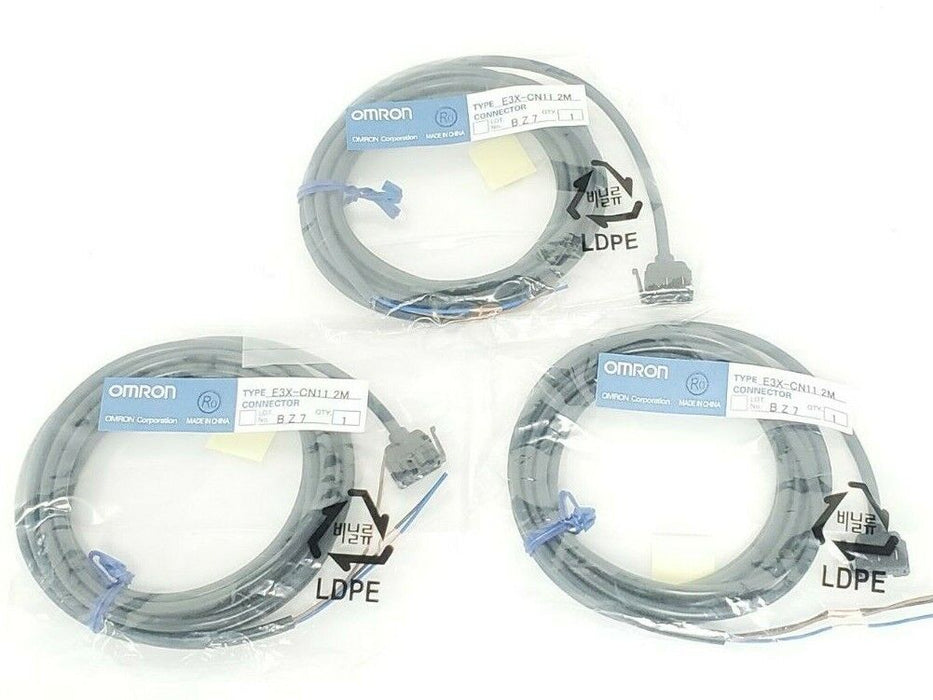 LOT OF 3 NEW OMRON E3X-CN11 CONNECTOR CABLES E3XCN11, 2M