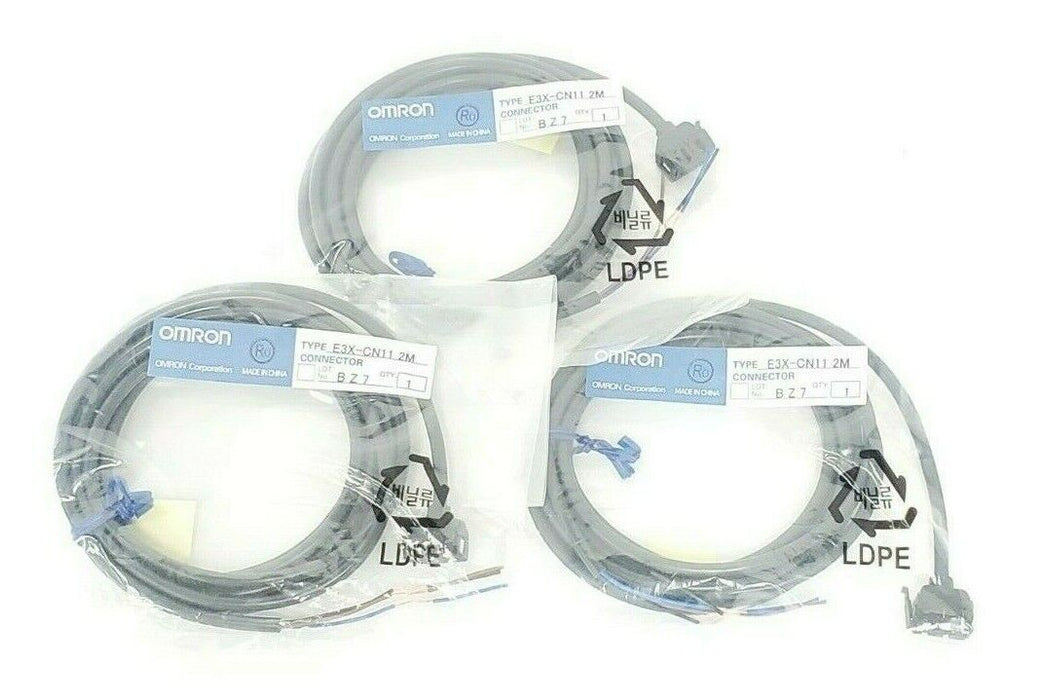 LOT OF 3 NEW OMRON E3X-CN11 CONNECTOR CABLES E3XCN11, 2M