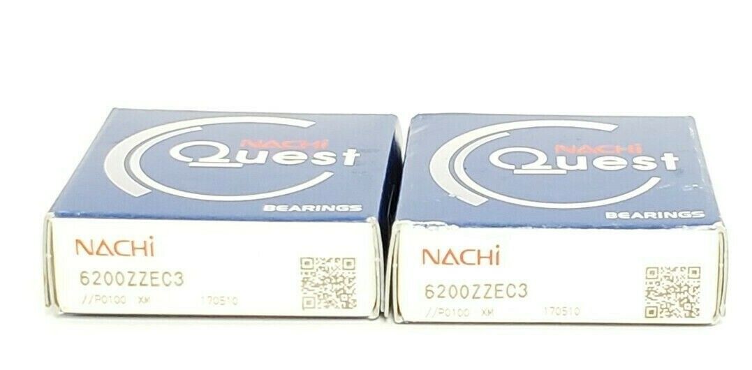 LOT OF 2 NIB NACHI QUEST 6200ZZEC3 BALL BEARINGS SHIELDED 10X30X9MM WIDE