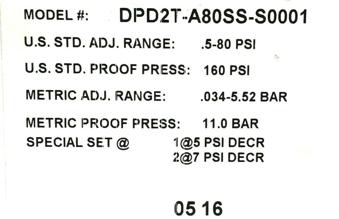 NIB BARKSDALE DPD2T-A80SS-S0001 DIAPHRAGM DIFFERENTIAL PRESSURE SWITCH