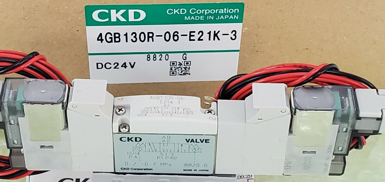 NIB CKD 4GB130R-06-E21K-3 SOLENOID VALVE DC24V, 4GB130R06E21K3