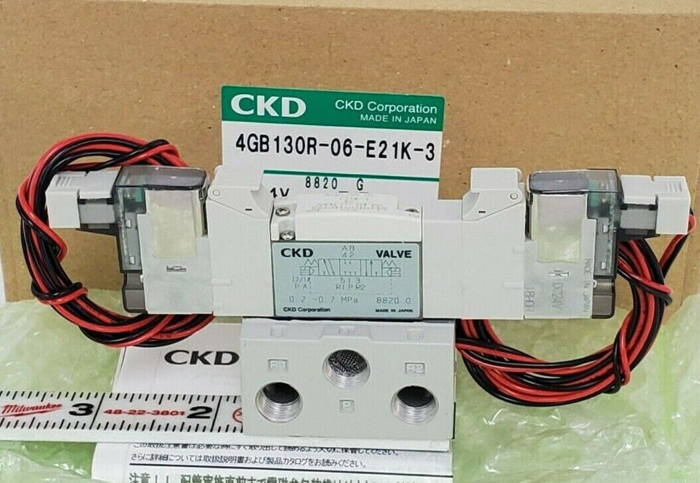 NIB CKD 4GB130R-06-E21K-3 SOLENOID VALVE DC24V, 4GB130R06E21K3