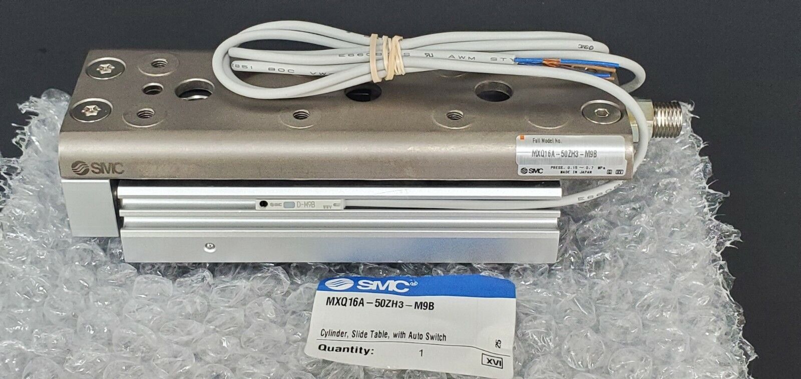 NEW SMC MXQ16A-50ZH3-M9B CYLINDER, SLIDE TABLE W/ AUTO SWITCH MXQ16A50ZH3M9B