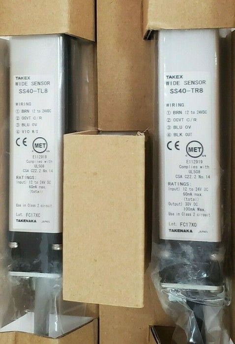 NIB TAKENAKA LTD TAKEX SS40-T8 LIGHT CURTAIN SET SS40T8, SS40-TL8, SS40-TR8