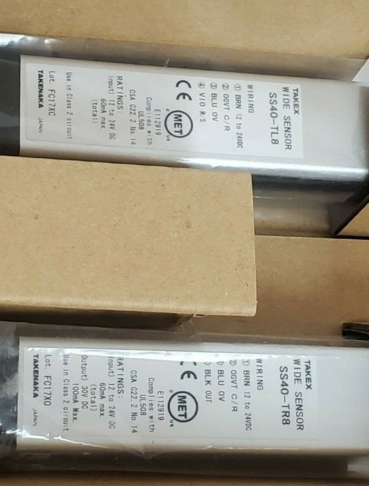 NIB TAKENAKA LTD TAKEX SS40-T8 LIGHT CURTAIN SET SS40T8, SS40-TL8, SS40-TR8