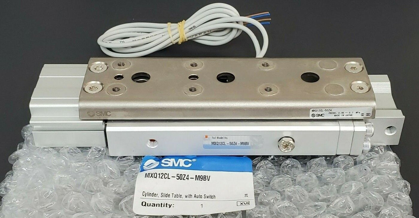 NEW SMC MXQ12CL-50Z4-M9BV CYLINDER, SLIDE TABLE WITH AUTO SWITCH MXQ12CL50Z4M9BV