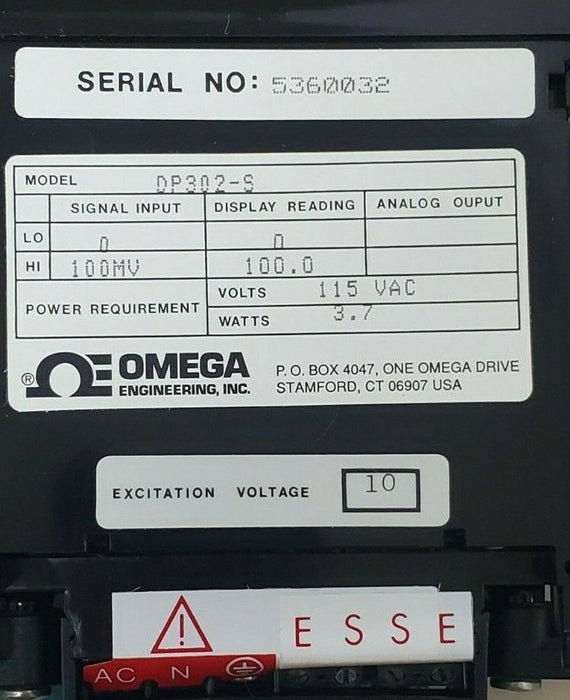 NIB OMEGA DP302-S INDICATOR STRAIN GAGE SP302S, 3.7 WATTS, 115VAC
