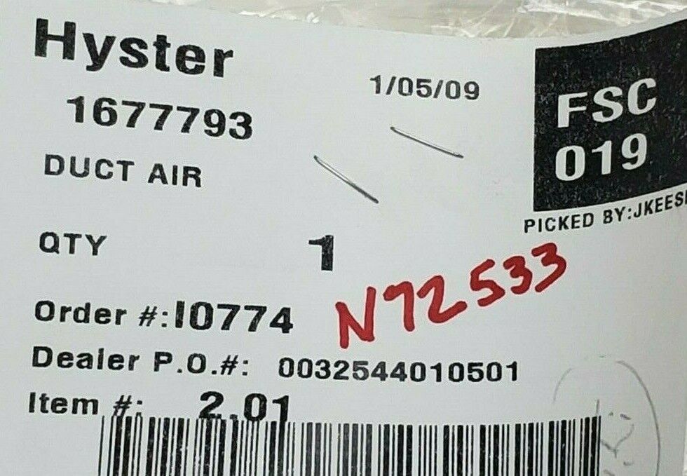 NIB HYSTER 1677793 DUCT AIR