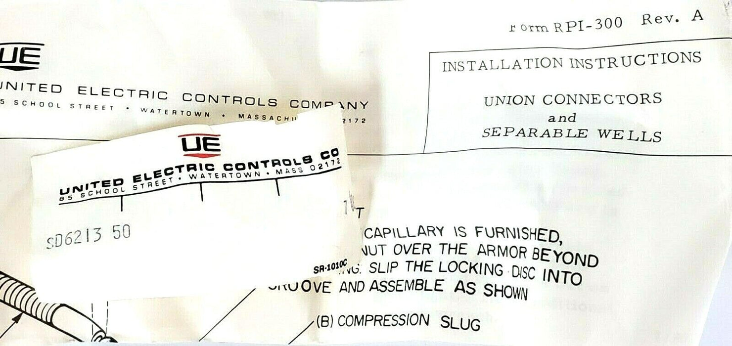 NEW UNITED ELECTRIC CONTROLS SD6213-50 1/2" STAINLESS STEEL CONNECTOR KIT