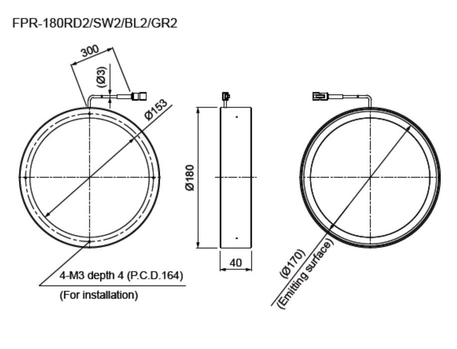 NEW CCS FPR-180BL2 FPR MACHINE VISION BLUE LED RING LIGHT 180mm OD 24VDC 1006137