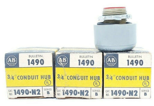 LOT OF 3 NIB ALLEN BRADLEY 1490-N2 3/4'' CONDUIT HUBS 1490N2, SER. B