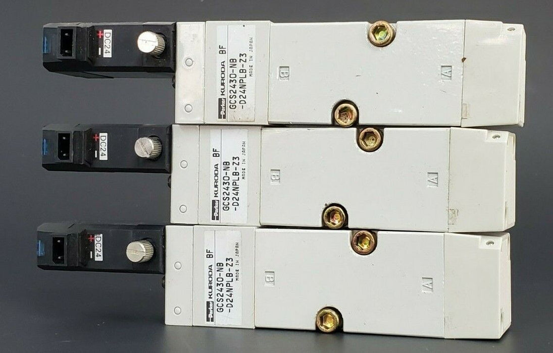 LOT OF 3 PARKER KURODA GCS2430-NB-D24NPLB-Z3 SOLENOID VALVE DC24V