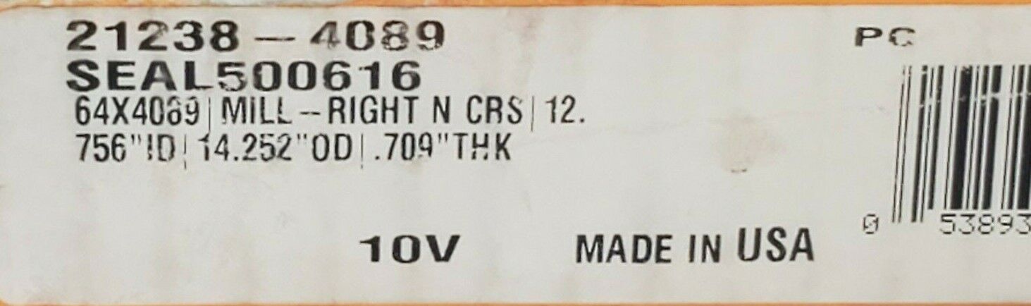 NIB TIMKEN 21238-4089 LARGE BORE SEAL SEAL500616, 12.756'' ID, 14.252'' OD
