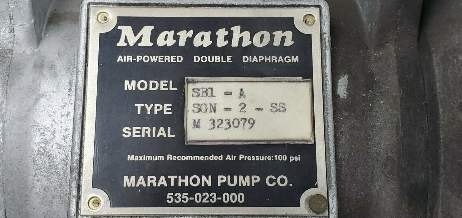 NEW MARATHON SB1-A SANDPIPER AIR-POWERED DOUBLE DIAPHRAGM PUMP TYPE: SGN-2-SS