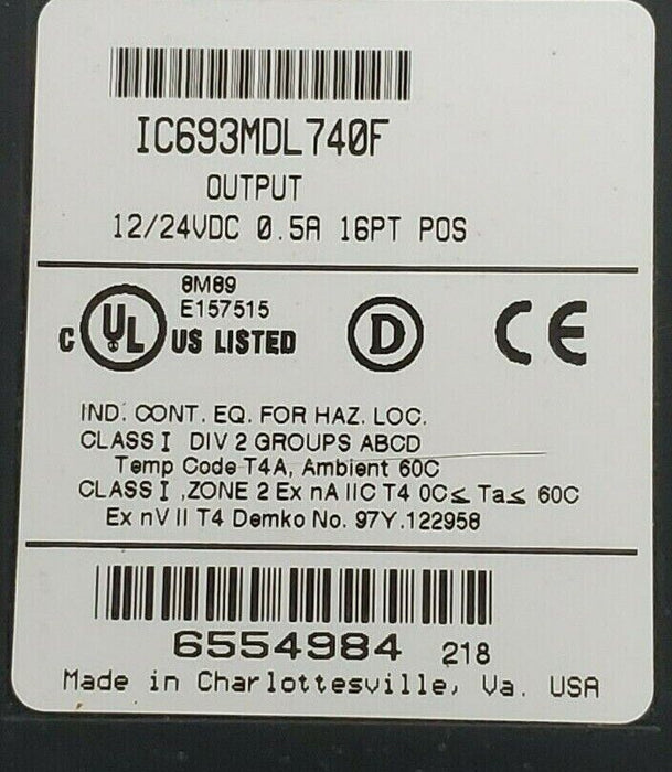 GE FANUC IC693MDL740F OUTPUT MODULE 12/24VDC 0.5A 16PT POS