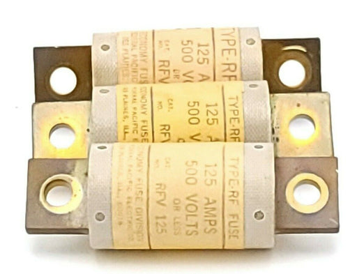 LOT OF 3 ECONOMY FUSE RFV-125 TYPE RF FUSES 125A 500V RFV125