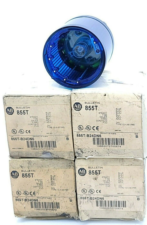 LOT OF 4 NIB ALLEN BRADLEY 855T-B24DN6 BLUE LIGHT STACK MODULES 24V SER. B