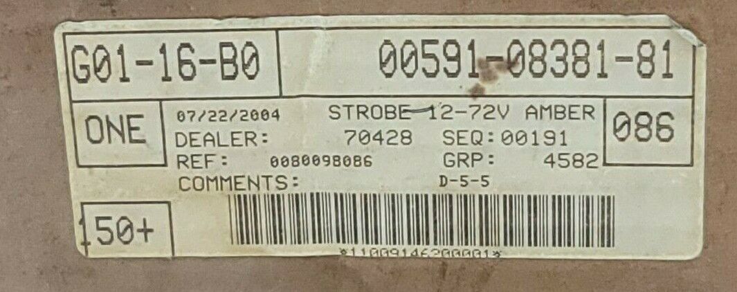 NIB TOYOTA STARLIFT TY00591-08381-81 STORBE 12/72V DC AMBER 00591-08381-81