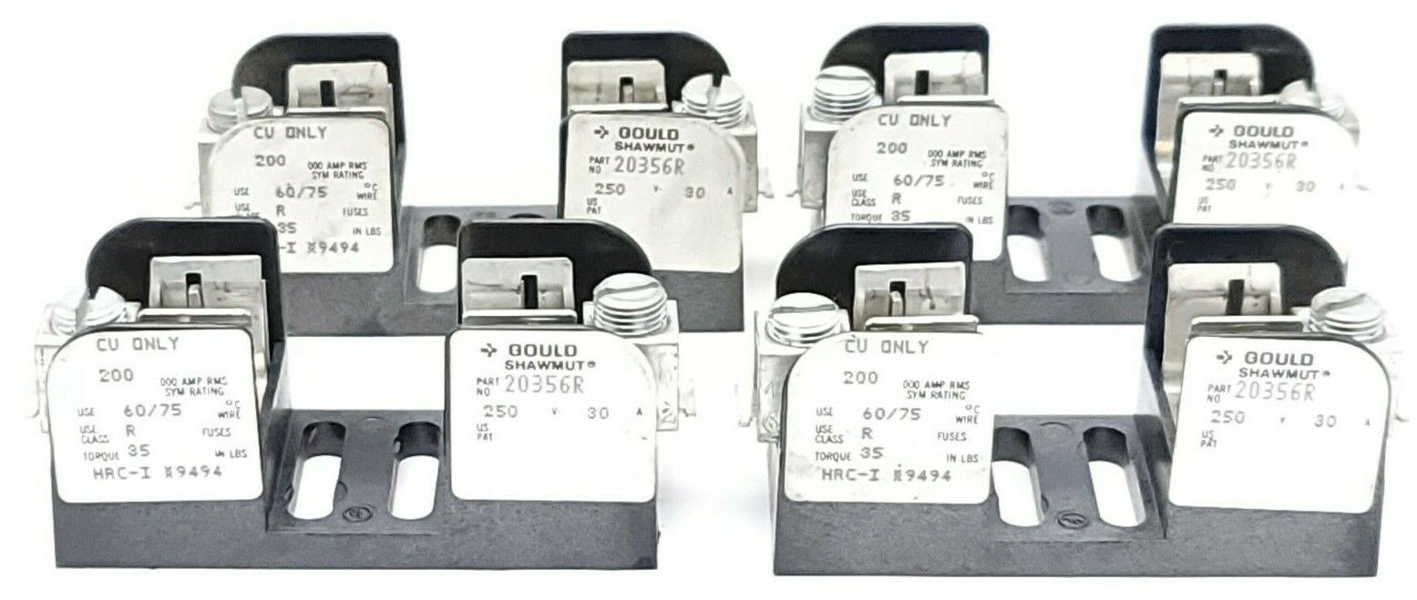 LOT OF 4 GOULD SHAWMUT 20356R FUSE BLOCKS 250V 30A