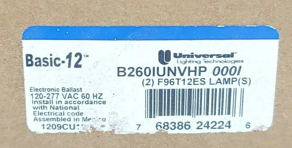 NIB UNIVERSAL LIGHTING TECHNOLOGY B260IUNVHP 000I ELECTRONIC BALLAST 120-277 VAC