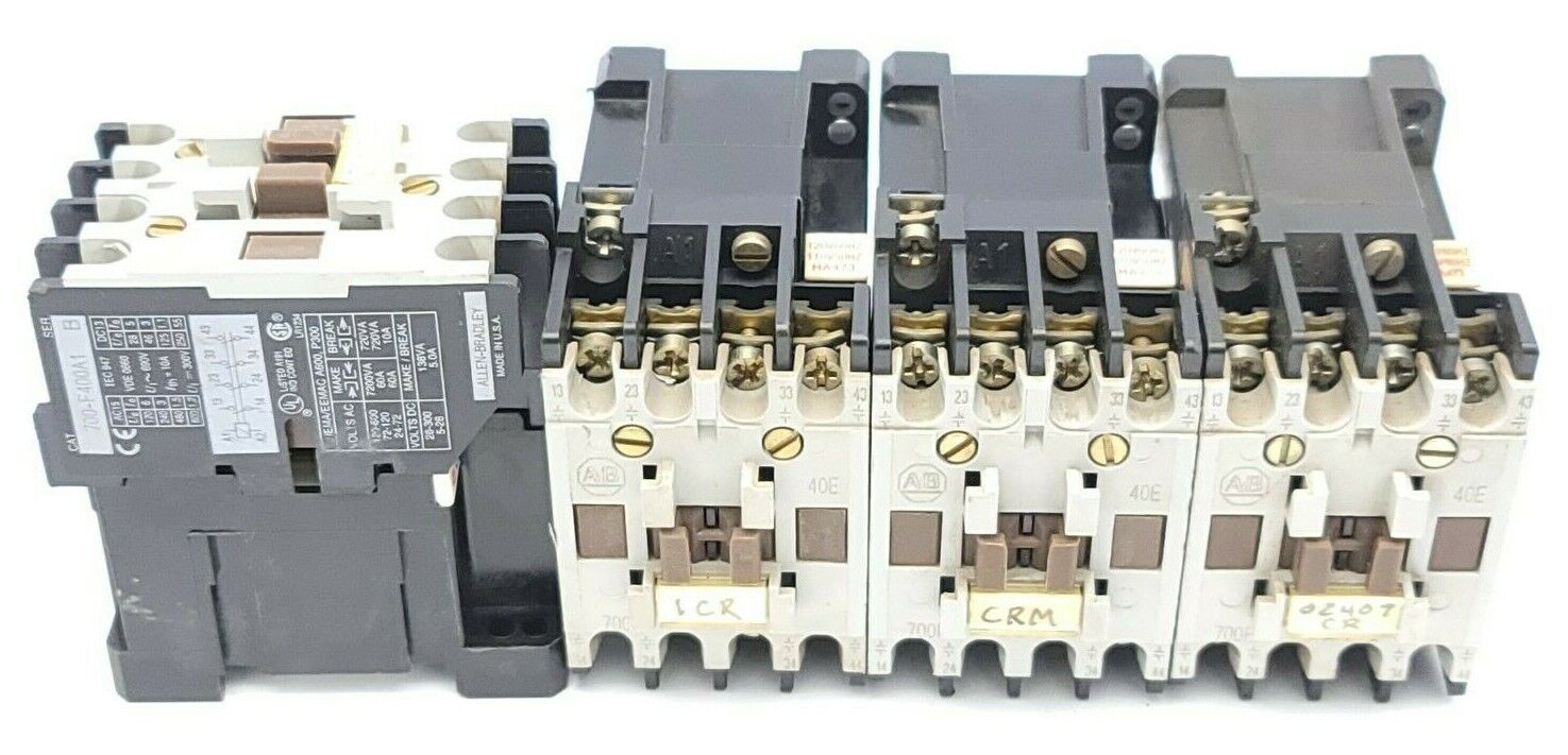 LOT OF 4 ALLEN BRADLEY 700-F400A1 CONTROL RELAYS SER. B 10AMP HA473 110/120VAC