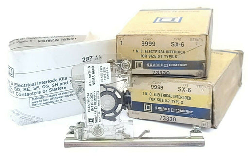 LOT OF 2 NIB SQUARE D 9999-SX6 1 N.O. ELECTRICAL INTERLOCKS 9999SX6 SER. B