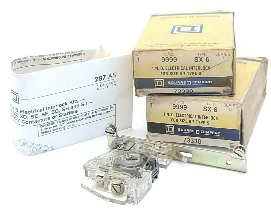 LOT OF 2 NIB SQUARE D 9999-SX6 1 N.O. ELECTRICAL INTERLOCKS 9999SX6 SER. B