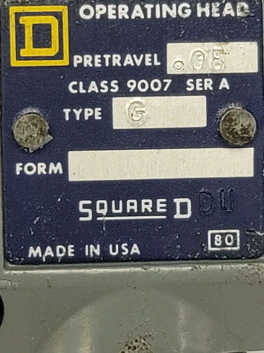 SQUARE D 9007-CO52 TURRET HEAD POSITION SWITCH 9007CO52 SER. A TYPE G HEAD