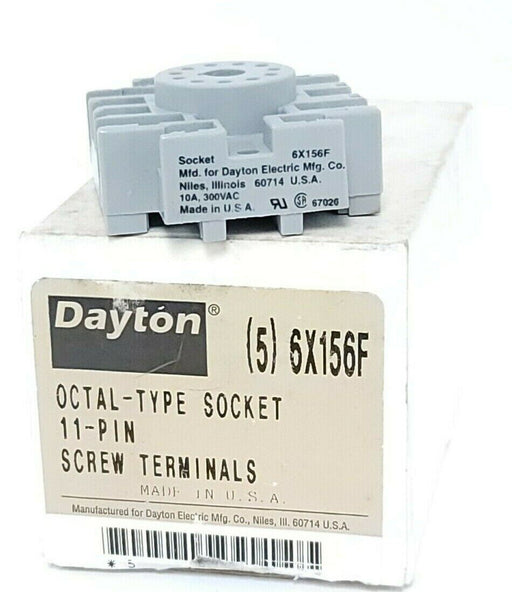 BOX OF 5 NEW DAYTON 6X156F OCTAL-TYPE SOCKETS 11-PIN