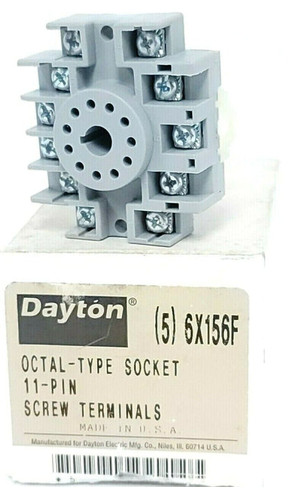 BOX OF 5 NEW DAYTON 6X156F OCTAL-TYPE SOCKETS 11-PIN