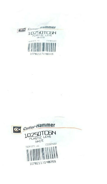 LOT OF 2 NEW EATON CUTLER-HAMMER 10250TC6N PLASTIC LENSES WHITE SER. A1