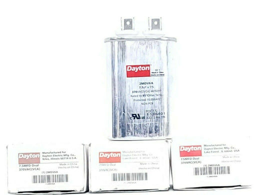 LOT OF 3 NIB DAYTON 2MDV6A CAPACITORS 7.5MFD OVAL 370VAC (VCA) 60/50HZ