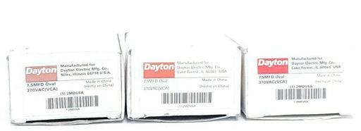 LOT OF 3 NIB DAYTON 2MDV6A CAPACITORS 7.5MFD OVAL 370VAC (VCA) 60/50HZ